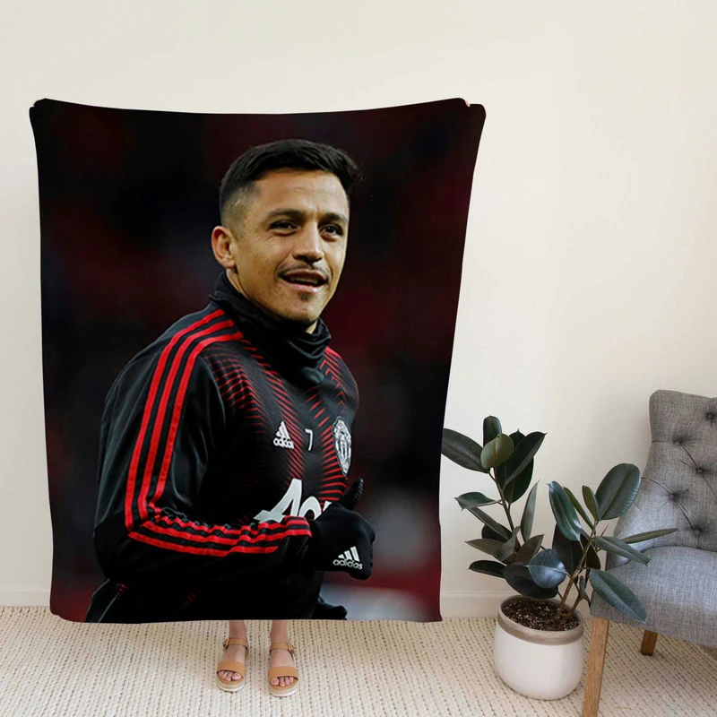 Alexis Sanchez Exellent Manchester United Football Player Fleece Blanket