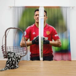 Alexis Sanchez FIFA Football Player Window Curtain