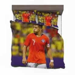 Alexis Sanchez Focused Chile Football Team Captain Bedding Set 1