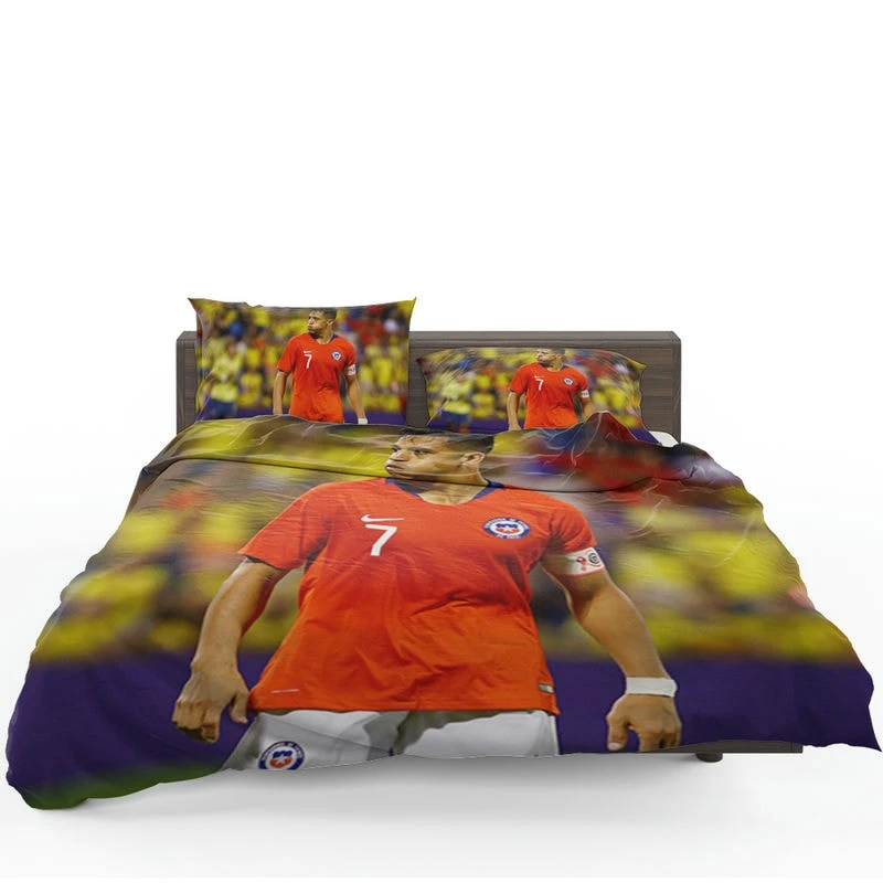 Alexis Sanchez Focused Chile Football Team Captain Bedding Set