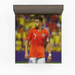 Alexis Sanchez Focused Chile Football Team Captain Fitted Sheet