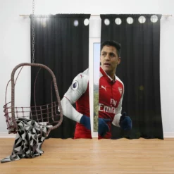Alexis Sanchez Greatest Chilean Football Player Window Curtain