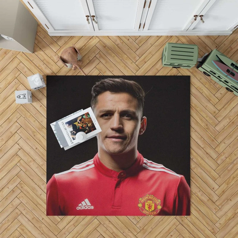 Alexis Sanchez Manchester United Forward Soccer Player Rug