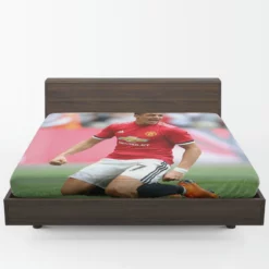 Alexis Sanchez Powerful Forward Football Player Fitted Sheet 1