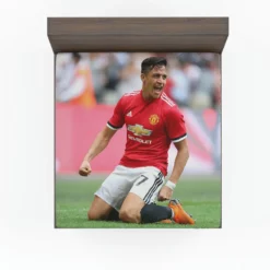 Alexis Sanchez Powerful Forward Football Player Fitted Sheet