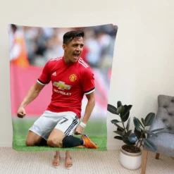 Alexis Sanchez Powerful Forward Football Player Fleece Blanket