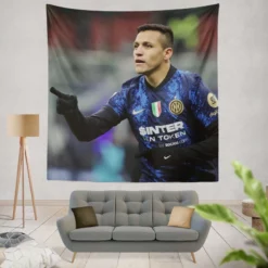 Alexis Sanchez Top Ranked Inter Milan Football Player Tapestry