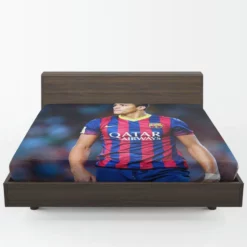 Alexis Sanchez in Barcelona Football Jersey Fitted Sheet 1