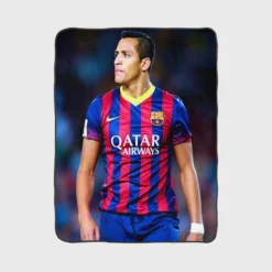 Alexis Sanchez in Barcelona Football Jersey Fleece Blanket 1