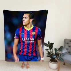 Alexis Sanchez in Barcelona Football Jersey Fleece Blanket