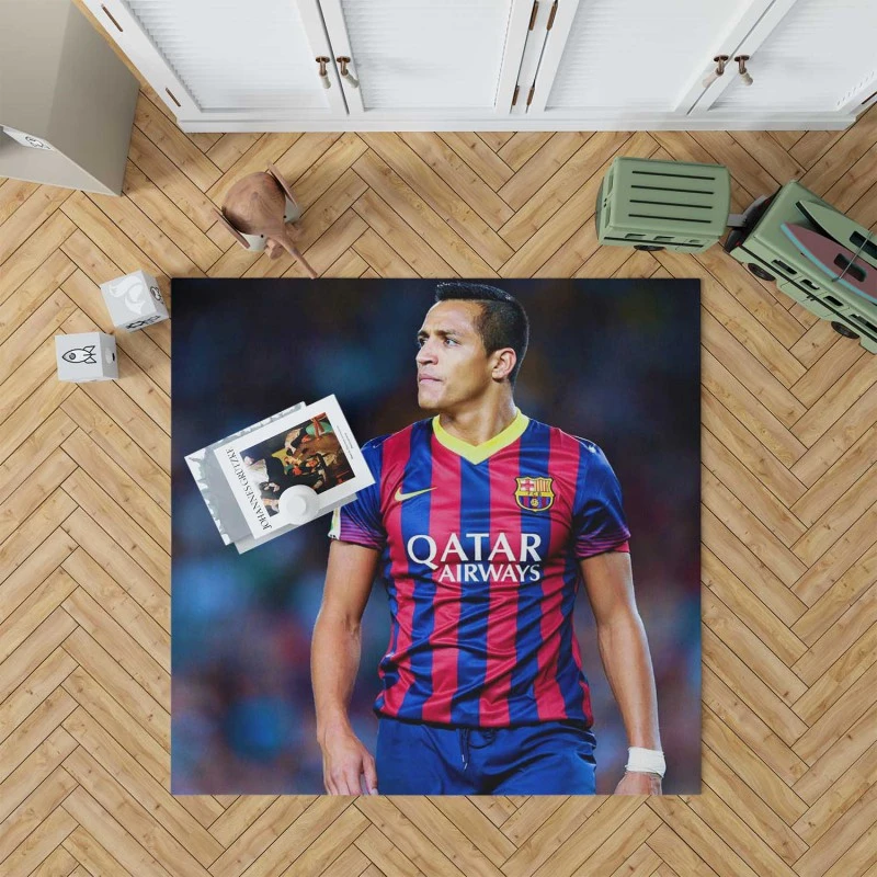 Alexis Sanchez in Barcelona Football Jersey Rug