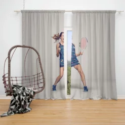 Alize Cornet Top Ranked French Tennis Player Window Curtain