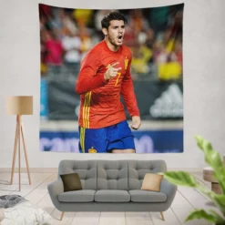 Alvaro Morata Spanish Professionl Player Tapestry