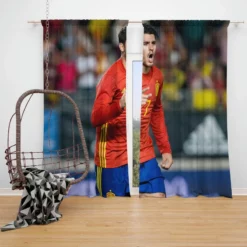 Alvaro Morata Spanish Professionl Player Window Curtain