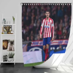 Alvaro Morata in Atletico de Madrid Shower Curtain