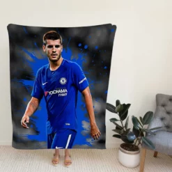Alvaro Morata in Chelsea Football Club Fleece Blanket