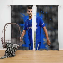 Alvaro Morata in Chelsea Football Club Window Curtain