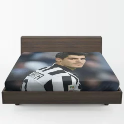 Alvaro Morata in Juventus Jersey Fitted Sheet 1