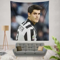 Alvaro Morata in Juventus Jersey Tapestry