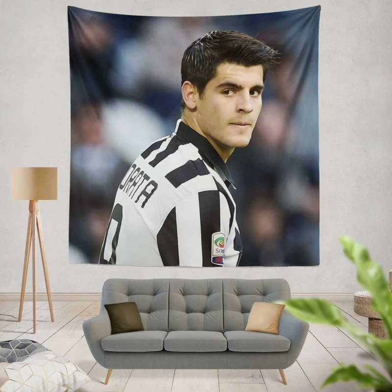 Alvaro Morata in Juventus Jersey Tapestry