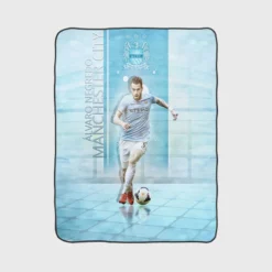 Alvaro Negredo in Manchester City Football Club Fleece Blanket 1