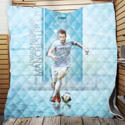 Alvaro Negredo in Manchester City Football Club Quilt Blanket