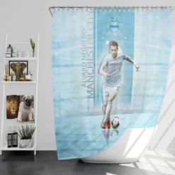 Alvaro Negredo in Manchester City Football Club Shower Curtain