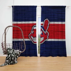 American Professional Baseball Team Cleveland Indians Window Curtain