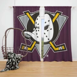 Anaheim Ducks Energetic Ice Hockey Team in America Window Curtain