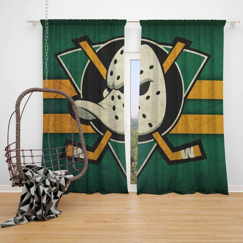 Anaheim Ducks Top Ranked Ice Hockey Club Window Curtain