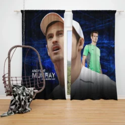 Andy Murray Top Ranked WTA Tennis Player Window Curtain