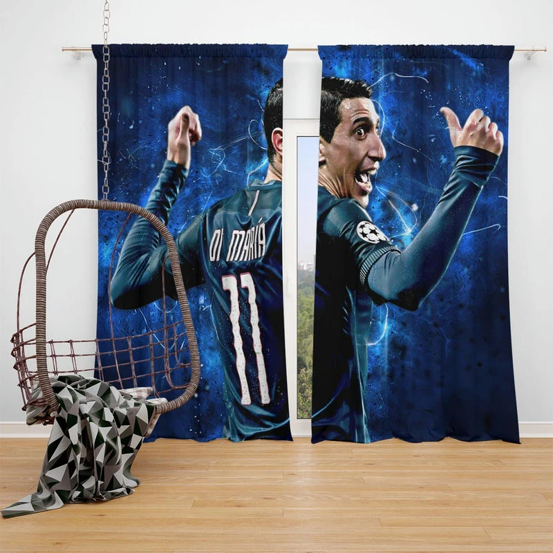 Angel Di Maria Argentina Champions League Player Window Curtain