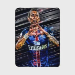 Angel Di Maria Energetic Football Player Argentina Fleece Blanket 1