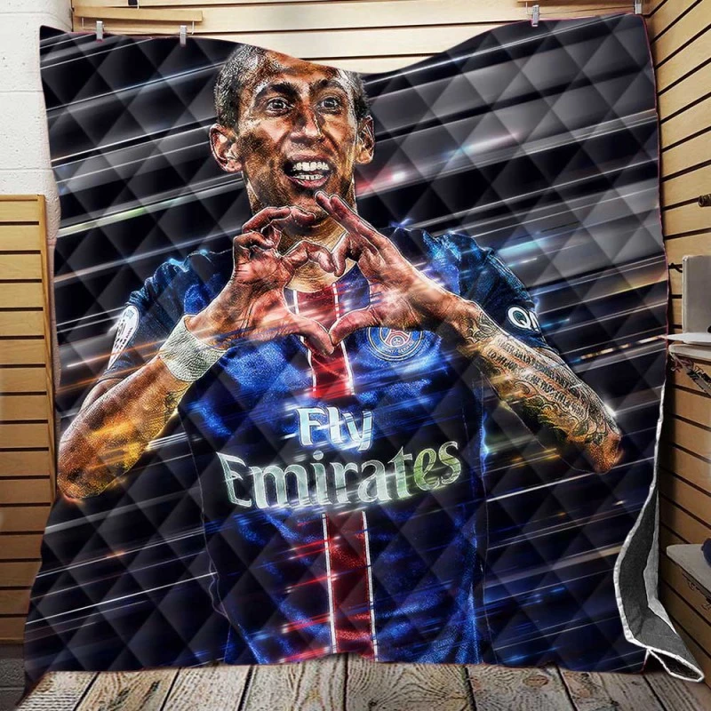 Angel Di Maria Energetic Football Player Argentina Quilt Blanket