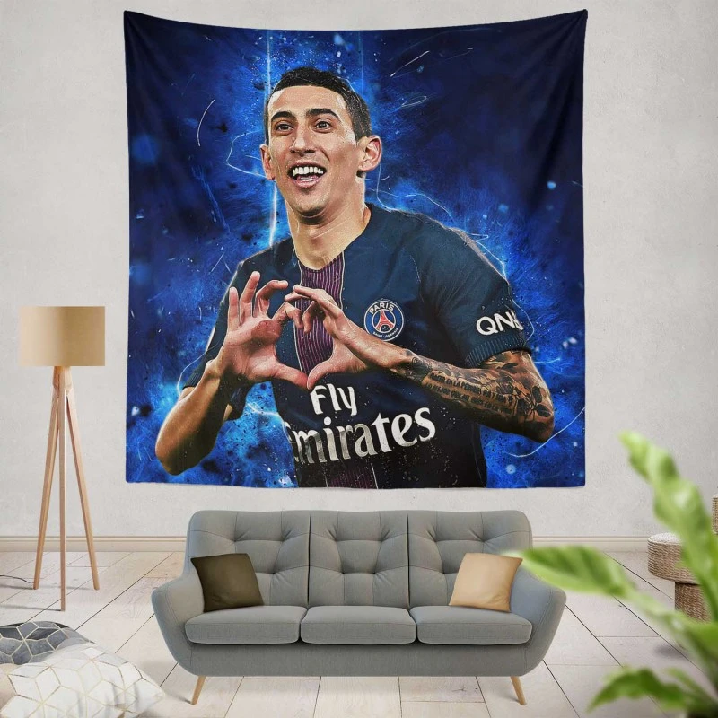 Angel Di Maria Top Ranked Argentina Soccer Player PSG Tapestry