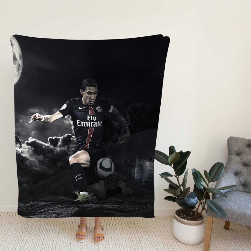 Angel Di Maria in PSG Jersey Fleece Blanket