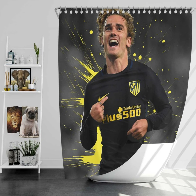 Antoine Griezmann  Atletico Madrid Top Forward Player Shower Curtain