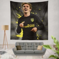 Antoine Griezmann  Atletico Madrid Top Forward Player Tapestry