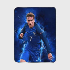 Antoine Griezmann  France Energetic Football player Fleece Blanket 1