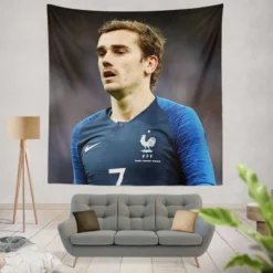 Antoine Griezmann In France National Football Jersey Tapestry