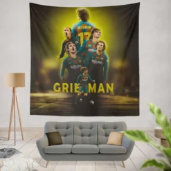 Antoine Griezmann Populer Football Player Tapestry