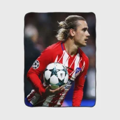 Antoine Griezmann in Atlatico Madrid Jersey Fleece Blanket 1