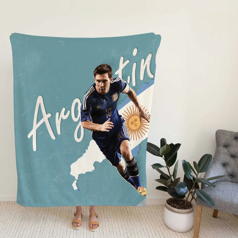 Argentina World Cup Player Lionel Messi Fleece Blanket