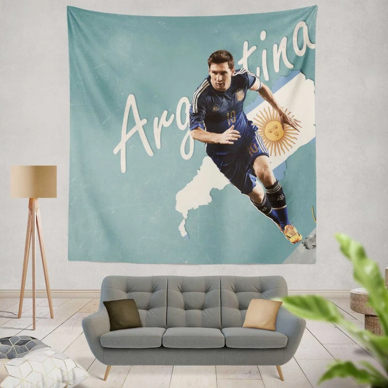 Argentina World Cup Player Lionel Messi Tapestry