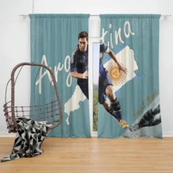 Argentina World Cup Player Lionel Messi Window Curtain