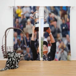 Ashleigh Barty Energetic Australian Tennis Player Window Curtain