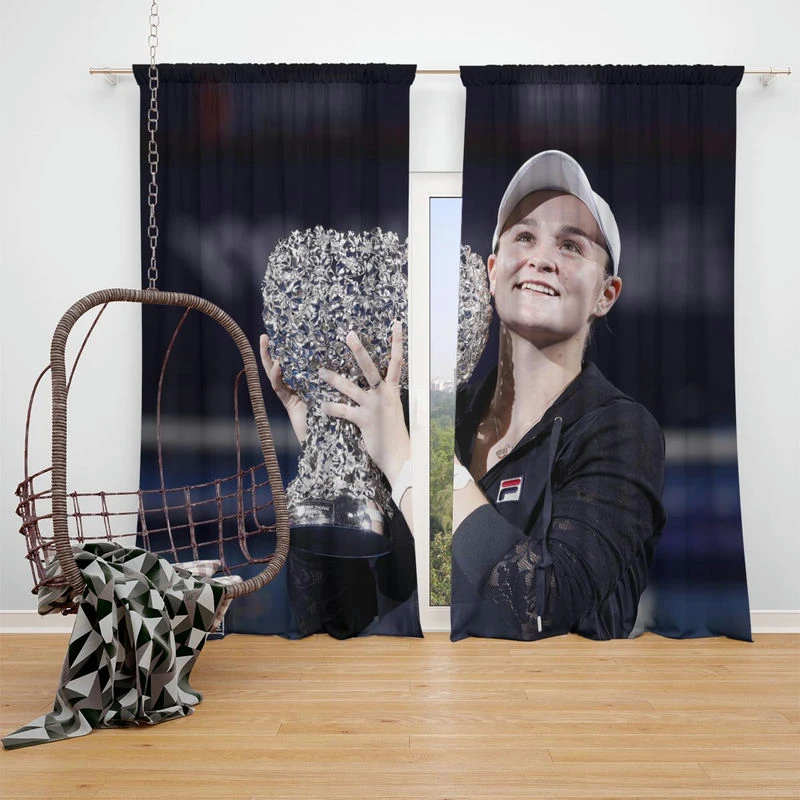 Ashleigh Barty Populer Australian Tennis Player Window Curtain