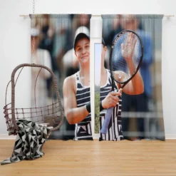 Ashleigh Barty Top Ranked Australian Tennis Player Window Curtain