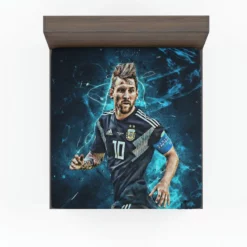 Athletic Soccer Player Lionel Messi Fitted Sheet