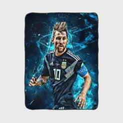 Athletic Soccer Player Lionel Messi Fleece Blanket 1